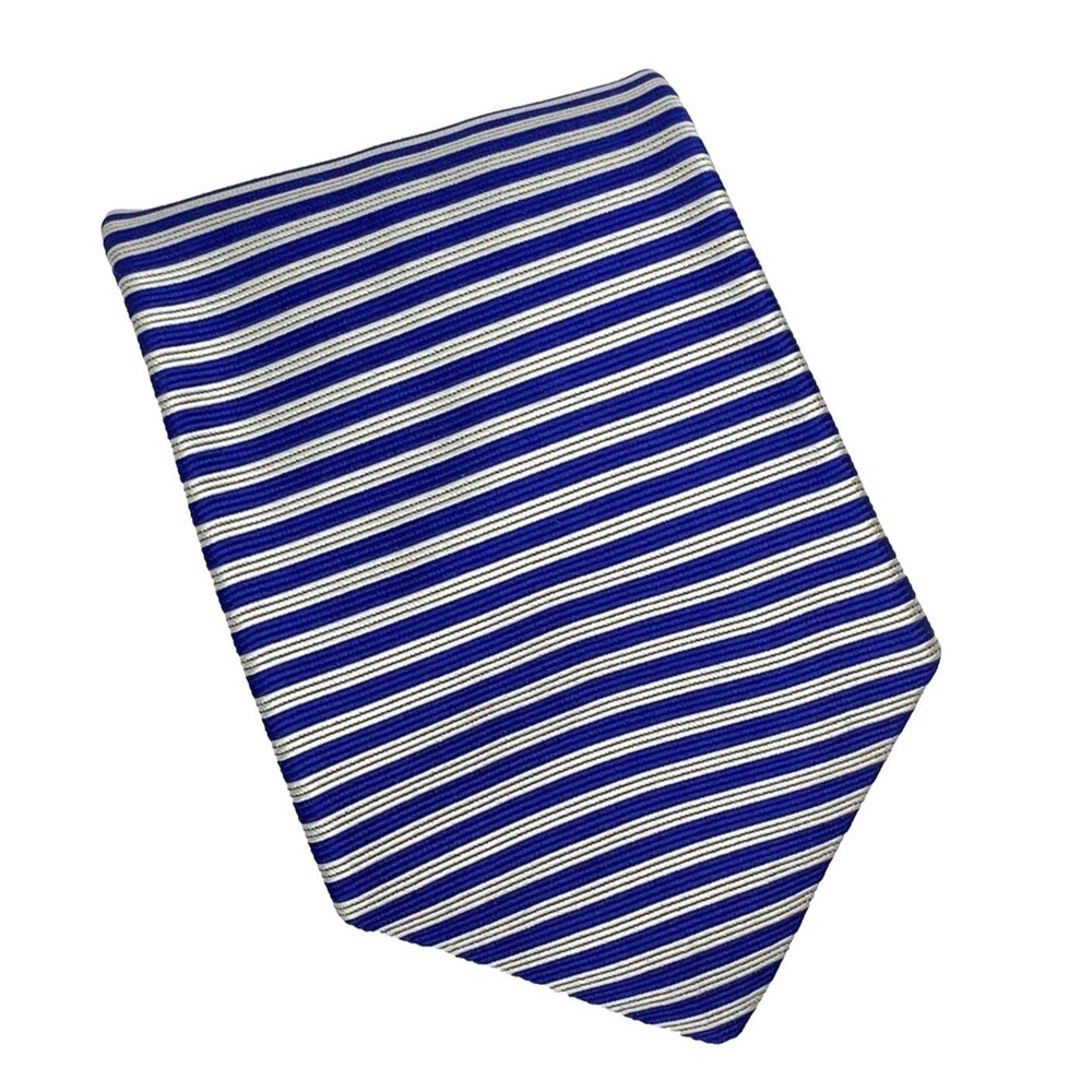 Brooks Brothers Makers Blue and White Striped Silk 56" Classic Tie